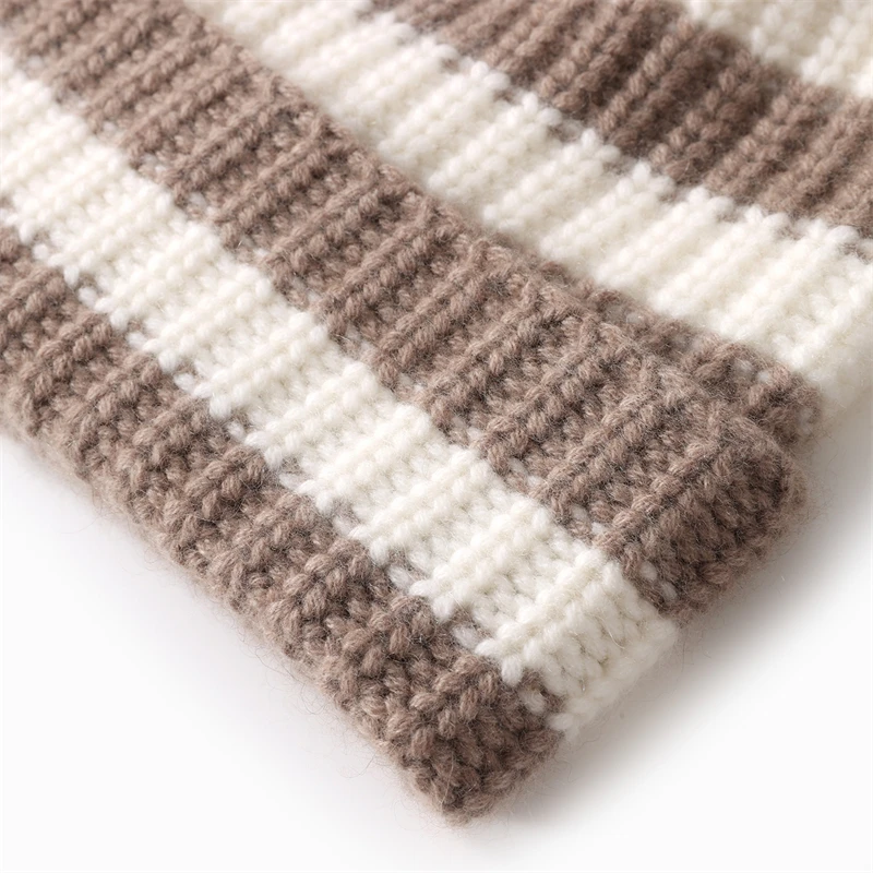 شتاء جديد المرأة عادية مخطط محبوك قبعات من الكشمير عالية الجودة موضة في الهواء الطلق دفئا قبعة صغيرة الإناث لينة التحوط قبعة #3