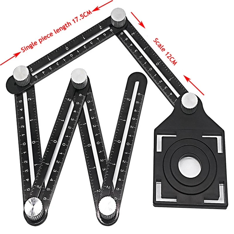 Construction Tools Multi Angle Measuring Ruler Aluminum Folding Positioning Ruler Professional DIY Wood Tile Flooring Punch Tool