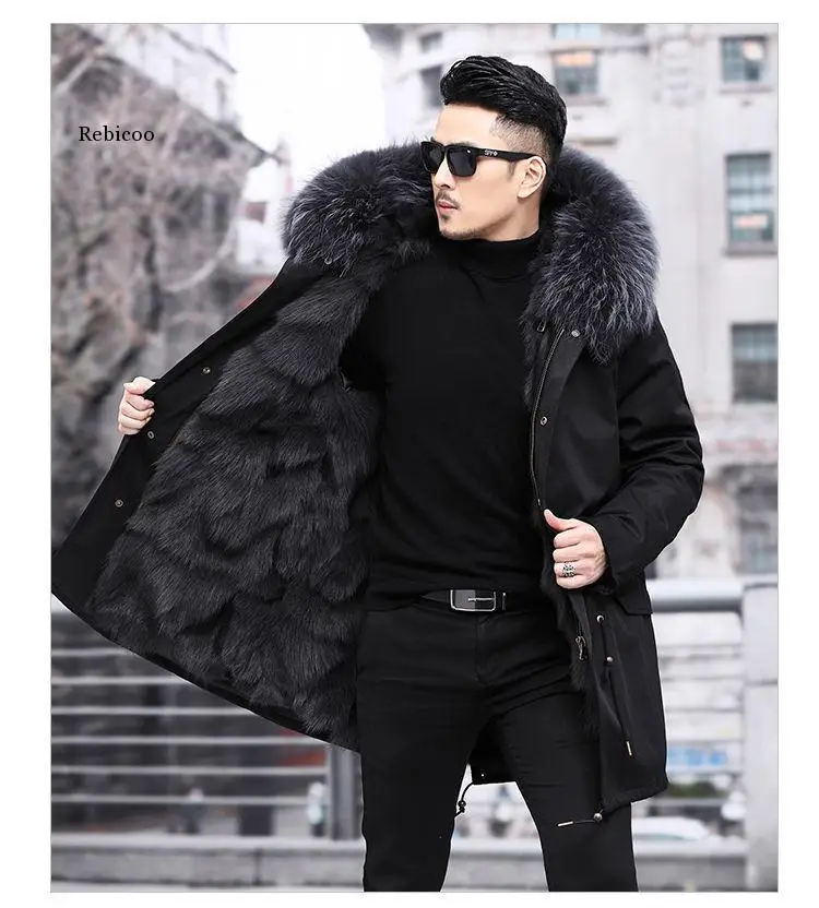 overcome men\'s whole mink liner winter new fur integrated coat imitation mink fur coat large size long over the knee overcoat