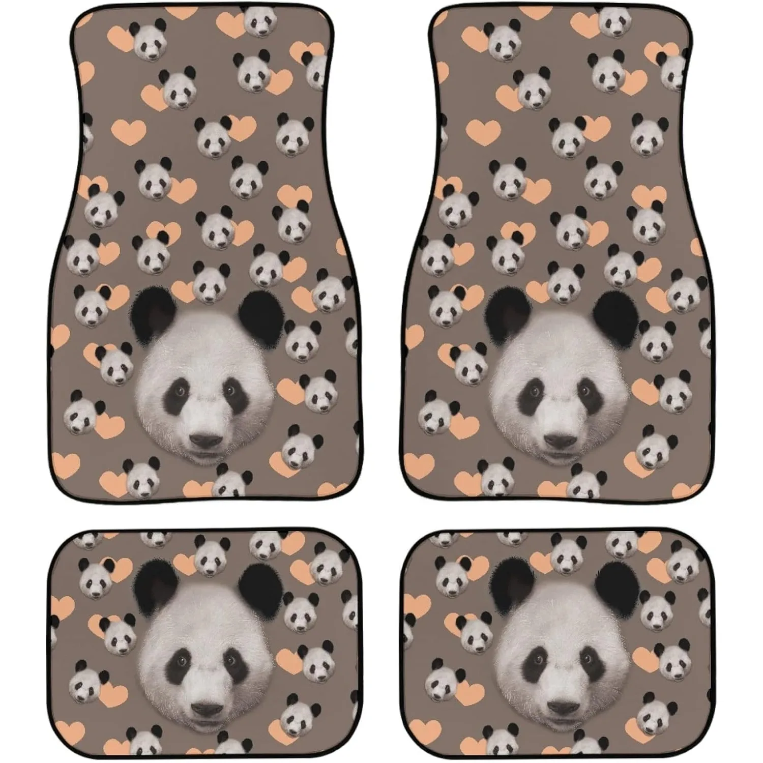 4pcs Cute And Fun Panda Design Car Floor Mats, Durable And Easy To Clean, Suitable For Most Car Models Including Sedans, Suvs, A
