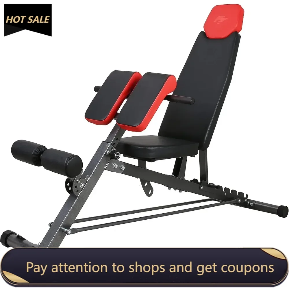 

Multi-Functional FID Weight Bench for Full All-in-One Body Workout–Hyper Back Extension, Roman Chair, Adjustable Ab Sit up Bench