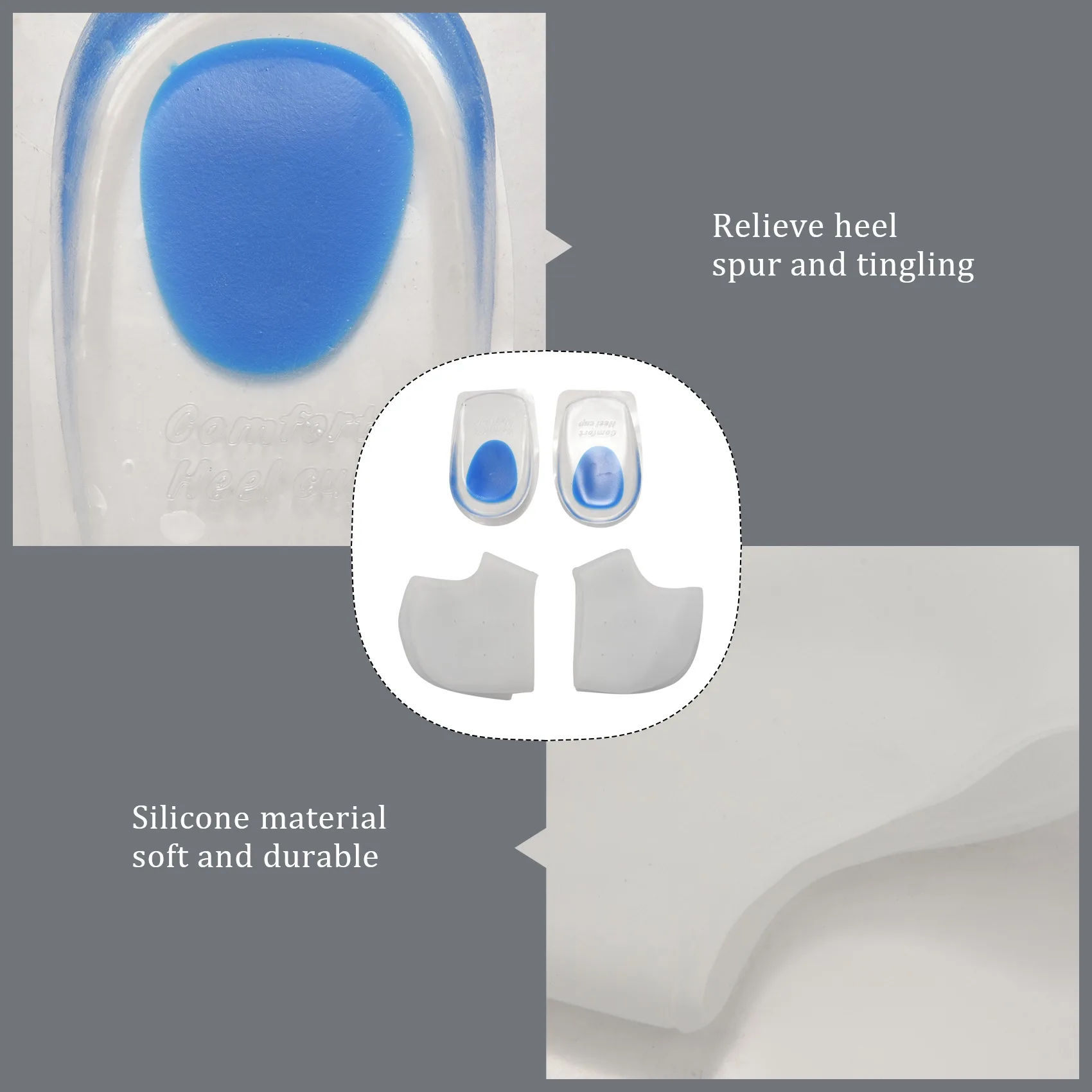 

-A96P 3 Pairs Heel Cups, Plantar Fasciitis Inserts Pads, Gel Heel Cushion, Silicone Heel Protectors, Great For Plantar Fasciitis