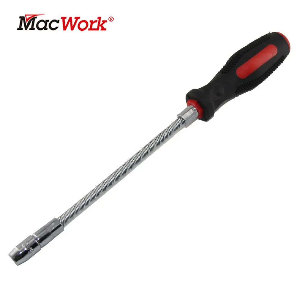 2-IN-1 Flexible Hose Clamp Hexagonal Nut Driver Mini Wrench W/ Hex Sockets Auto Repair Hand Tool Screwdriver Nut Key 1/4\