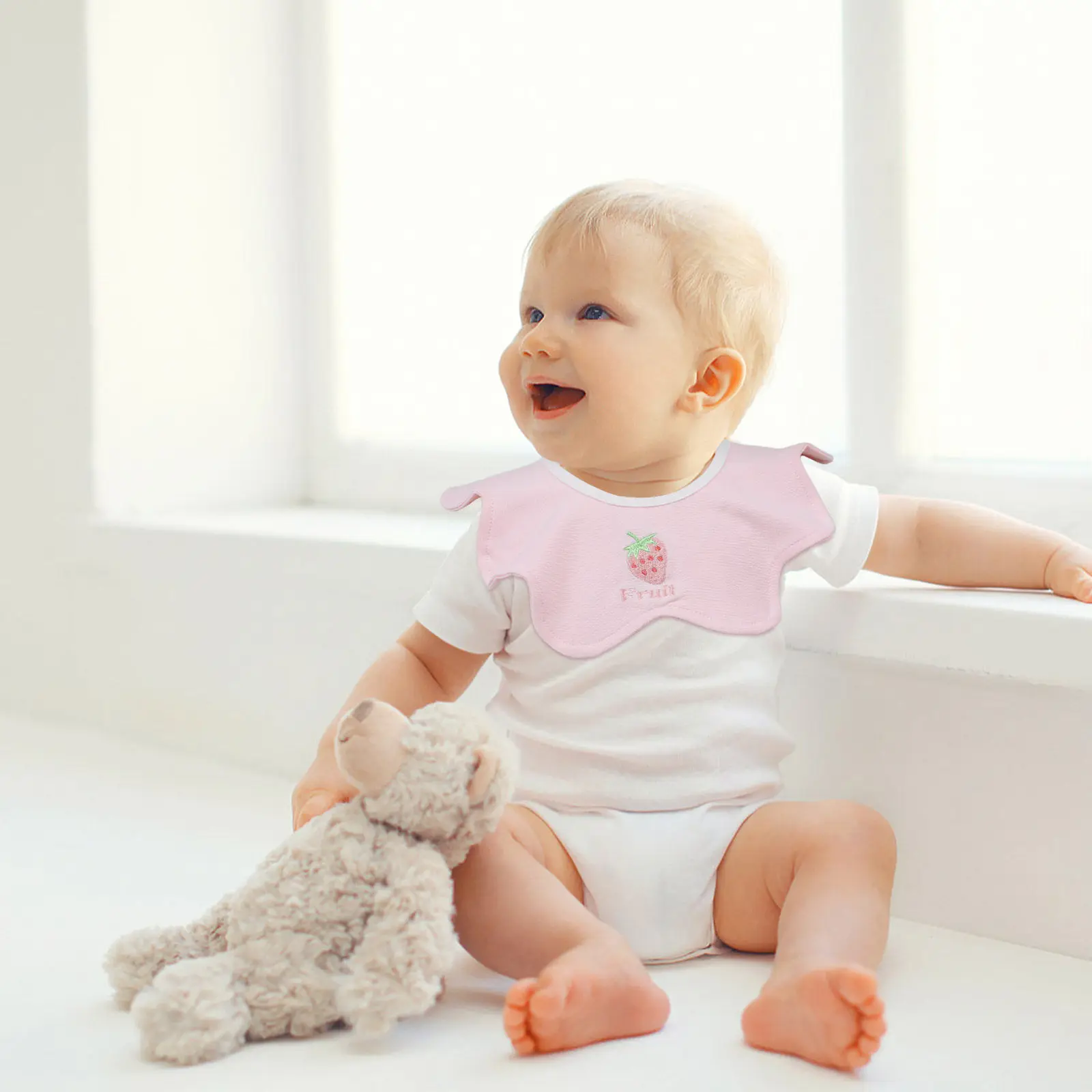 

2Pcs High-Performance Waterproof Cotton Baby Bib 360 Rotating Design for Eating Drooling Protection Lightweight Portable Newborn