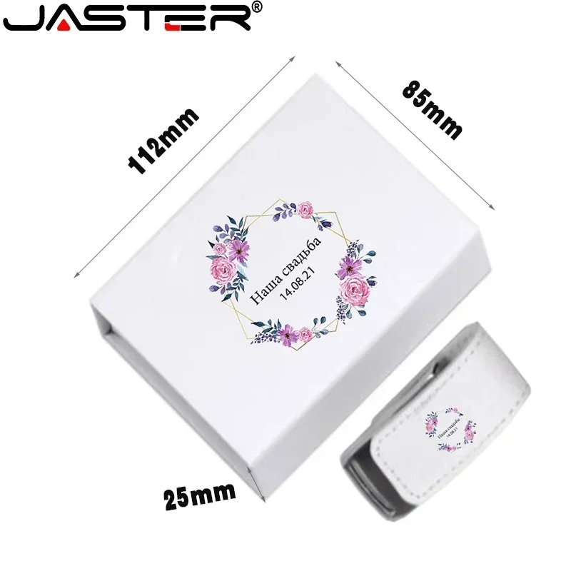 JASTER USB 2.0 Flash Drives 128GB Color Printing Fashion Pen Drive 64GB White Leather with box Memory Stick Business gift U disk