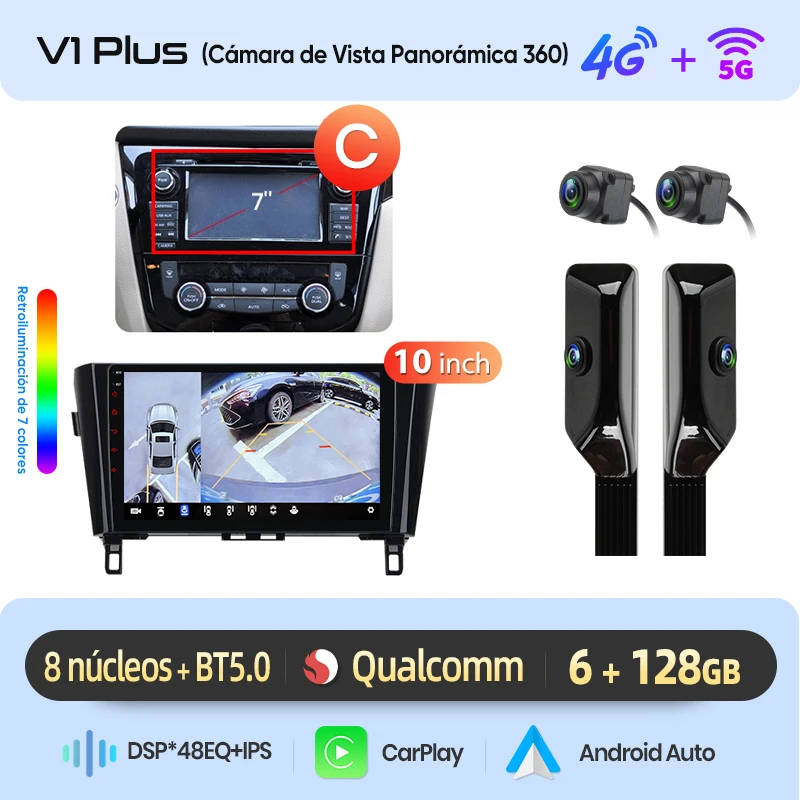 Junsun Radio VozAI voor Qashqai J11 X-Trail3 2013-2017 draadloze CarPlay AndroidAuto autoradio 2DIN met Bluetooth DAB+ GPS RDS