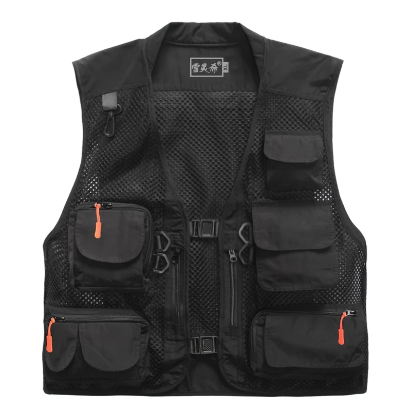 Photography vest fishing quick drying multi pocket mesh thin design supports customized letter printing and logo printing