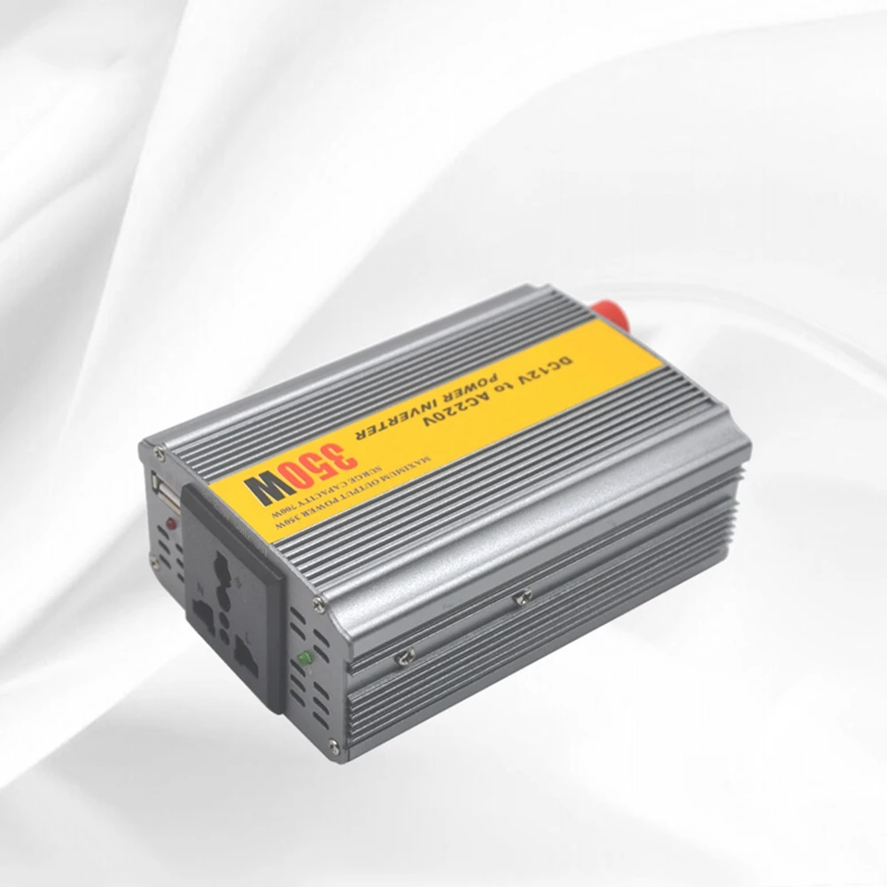 HLZS-Pure Sine Wave Inverter Power Converter Silver Metal Car Micro-Type Inverter 350W