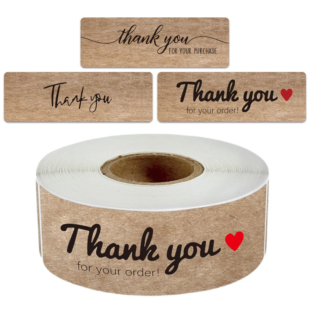 120pcs Thank You for Your Order Stickers Kraft Paper Sealing Stickers Rectangular Stickers for Shop Bakery Thank Customers Gifts