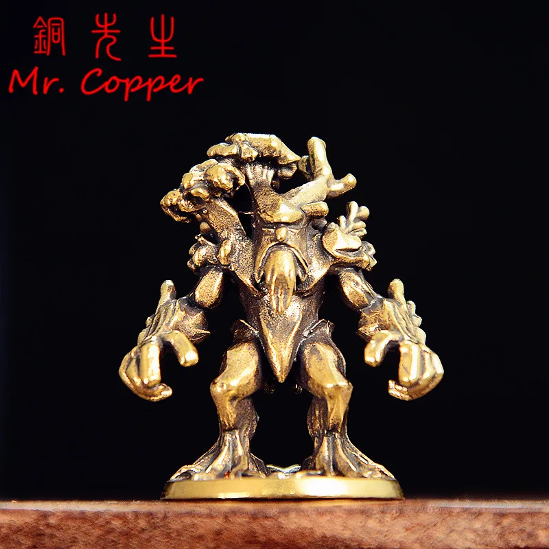 Messing Holz Geist Kleine Statue Retro Dryad Charakter Miniatur Figur Desktop Dekoration Handwerk Home Decor Ornament Zubehör