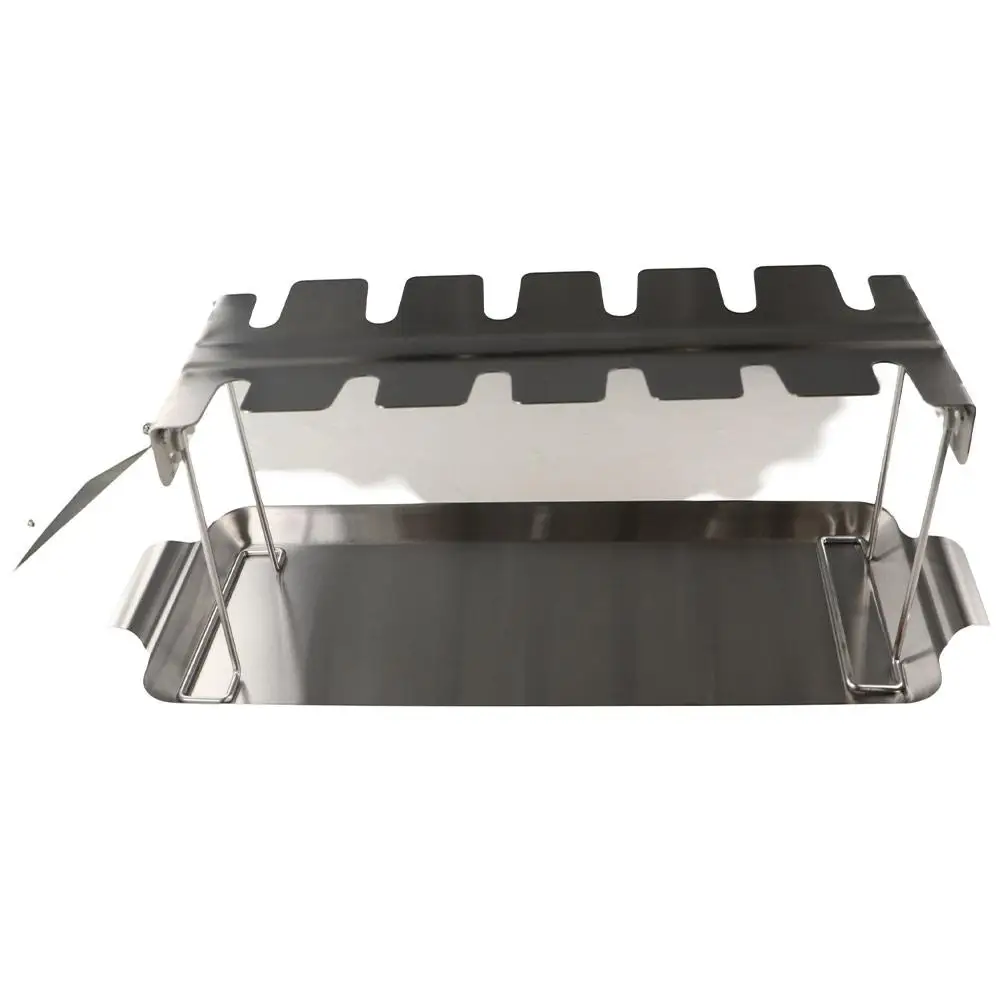 Grilling Basket 12-Slot Chicken Leg Wing Rack Non-Stick Removable Grill Holder Portable with Drip Pan BBQ Shelf For Cooking