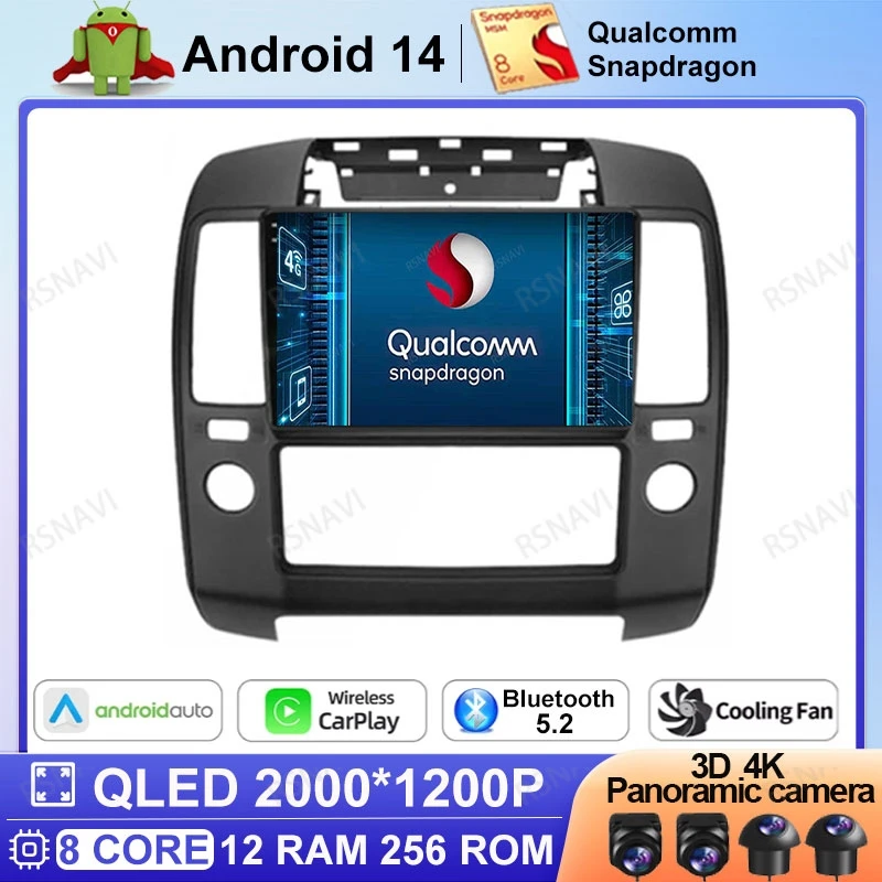 Android 14 Car Radio For Nissan Navara 3 D40 2004-2010 DSP BT DVD GPS 2DIN Wireless Carplay Auto Viedo Player Multimedia 4G LTE