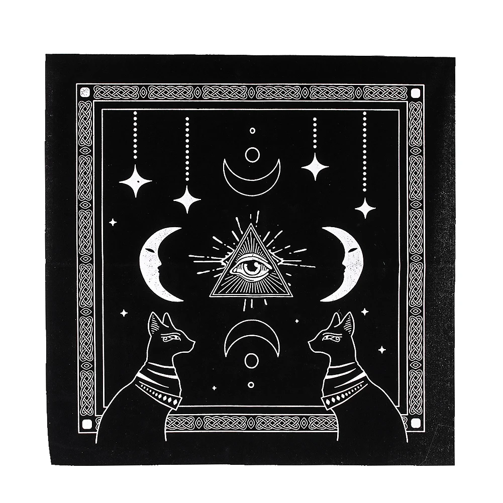 50*50CM Tapestry Wall Hanging Moon Eyes Tarot Table Cloth Flannel Tetraptera Sacrificial Magic Ritual Mat Witchcraft Supplies