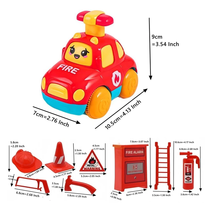 Nieuwste 9-items / veel miniatuur vuurautomodel snelle verzending educatieve accessoires schietrekwisieten voor kinderen volwassen doe-het-zelf