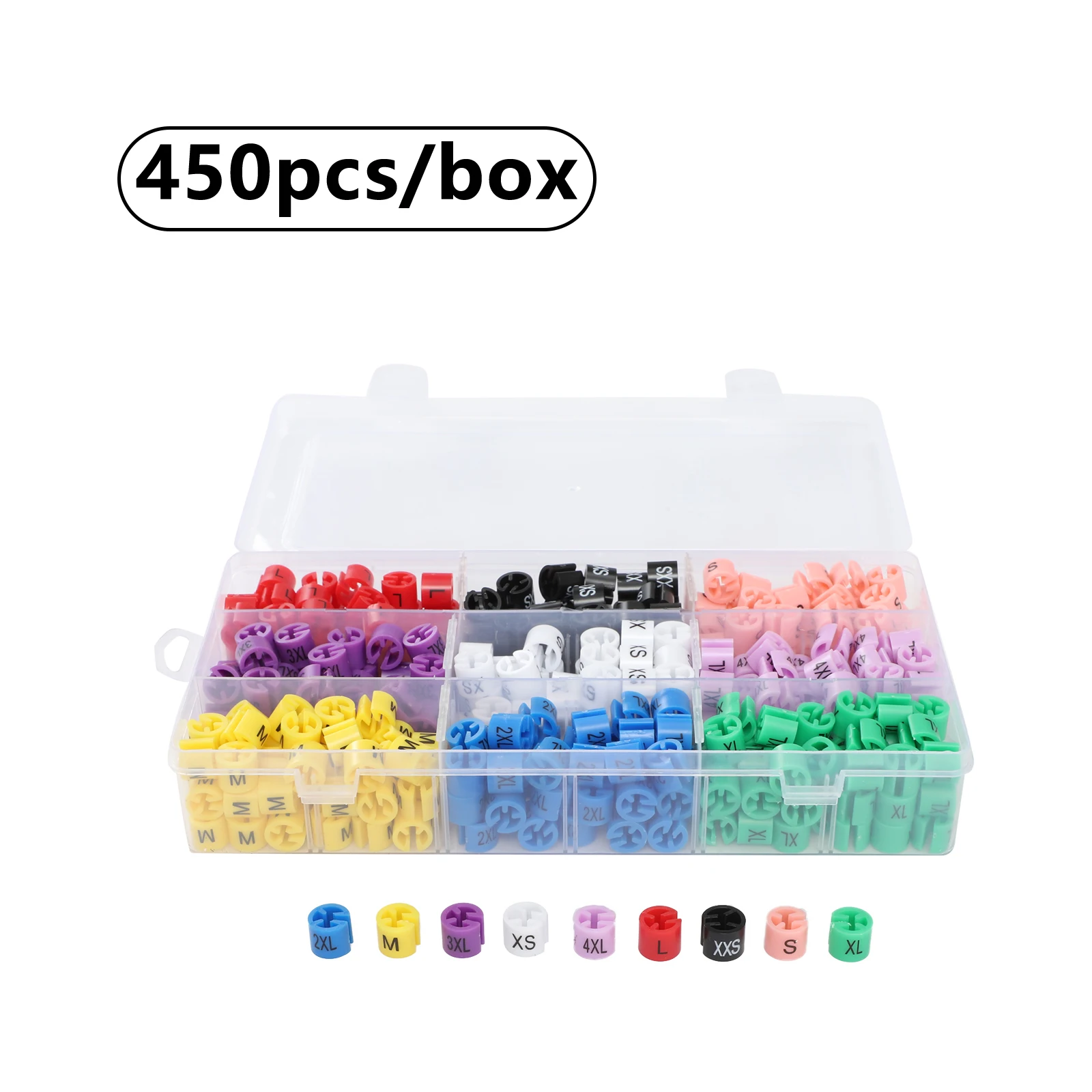 

290 Pcs Size Markers Garment Tags Snap Retail Clothes Hanger Colored Clothes Hanger Coded Size Clips with Storage Box Dividers