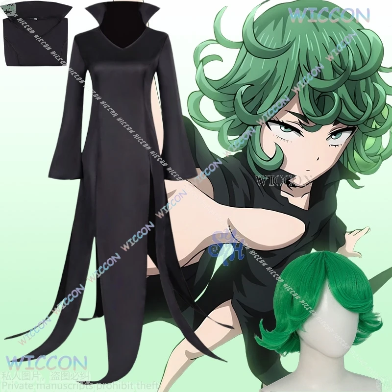 

Tatsumaki Anime One Косплей Puncc Костюм Сексуальное Длинное Черное Платье Ведьма Волшебная Униформа Девочки Гот Лолита Y2K Jirai Kei Хэллоуин
