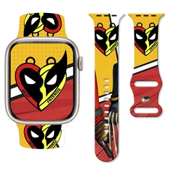Disney-Correa de silicona Deadpool Lobezno para Apple Watch, pulsera reemplazable para iWatch de 45mm, 44mm, 42mm