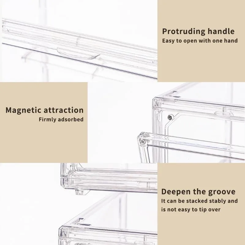 New Shown-Stackable Magnetic Door Acrylic Display Case For Books, For Collectibles, Cosmetics, Figures Storage Box Showcase