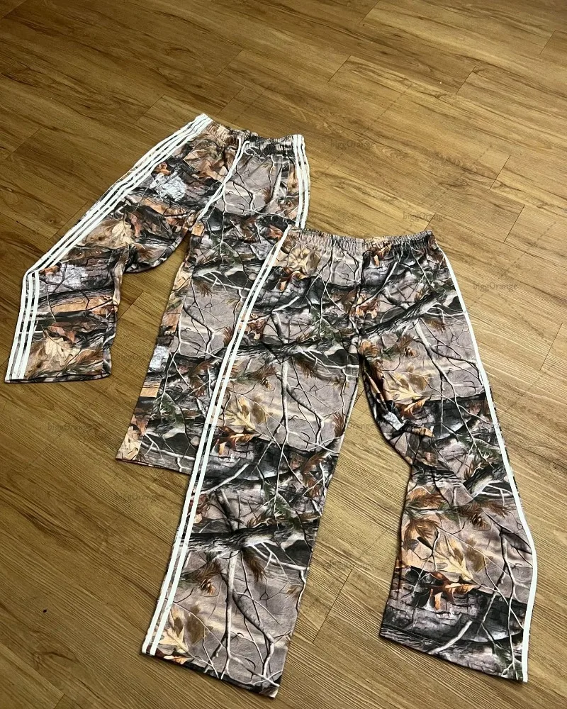 Pantaloni Casual dritti stampati con teschio Punk gotico pantaloni sportivi a righe retrò Harajuku di marca alla moda Streetwear europeo e americano