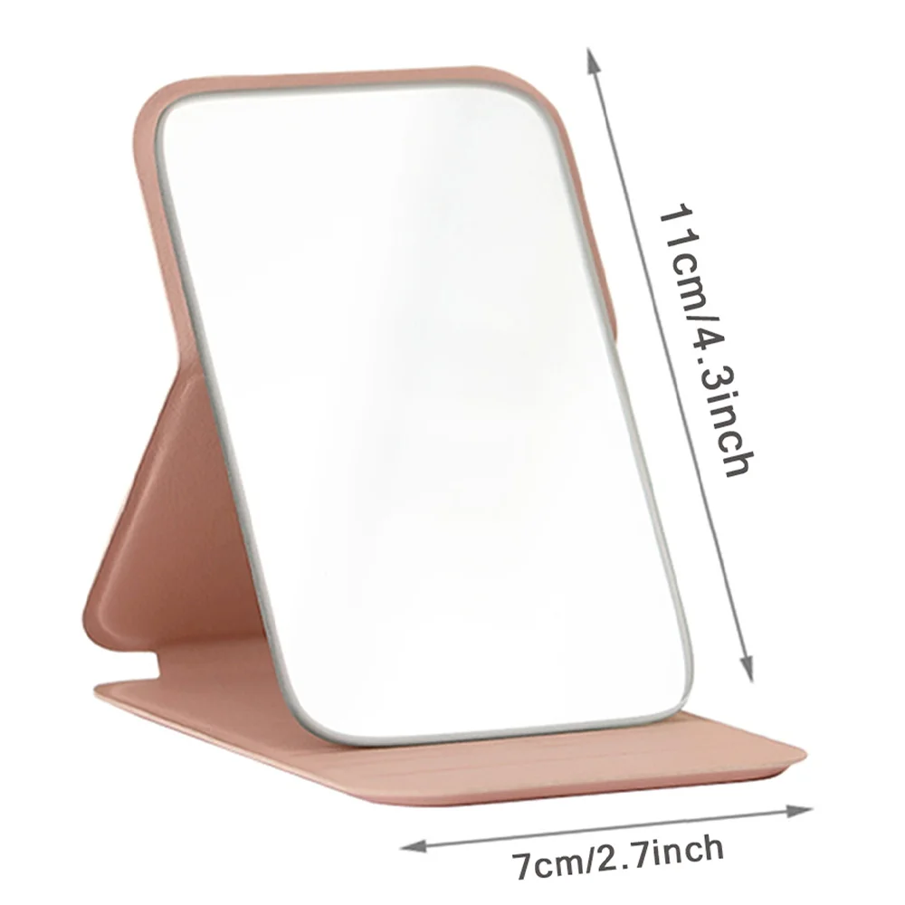 Customized Name PU Leather Makeup Mirror Portable Cosmetic Mirror With Foldable Desktop Stand Leather Protect Cover Beauty Tools