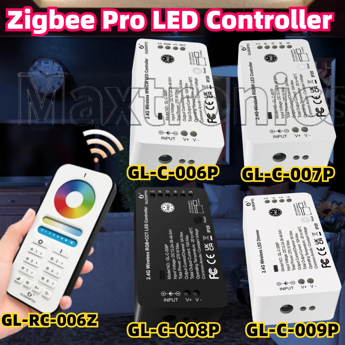 زيجبي برو 2.4G وحدة تحكم LED لاسلكية إعادة تعيين مفتاح برو العمل مع Tuya Smart Life App صوت RF عن بعد لشريط RGB + CCT WWCW LED