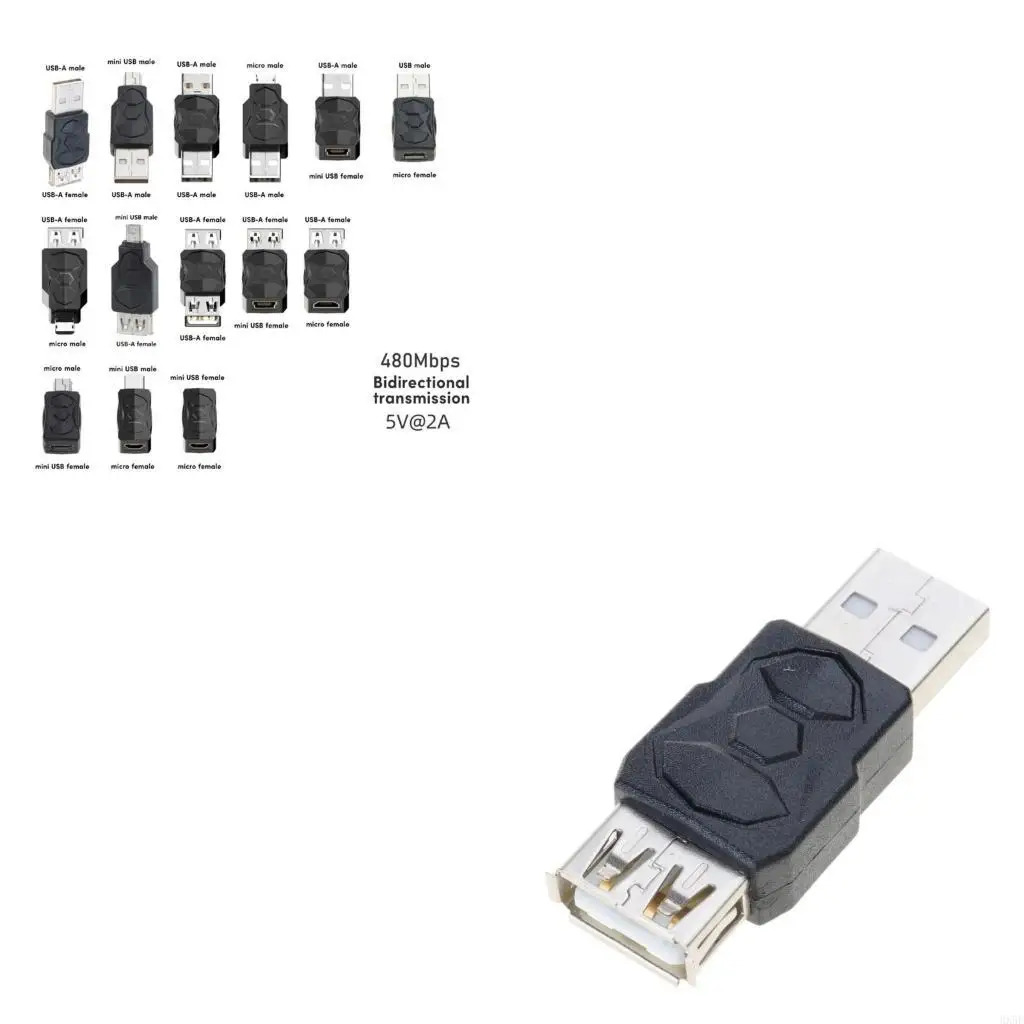 

Usb to Micro USB Adapter Female Male Micro to Mini USB Converter Connector 480M HX5E