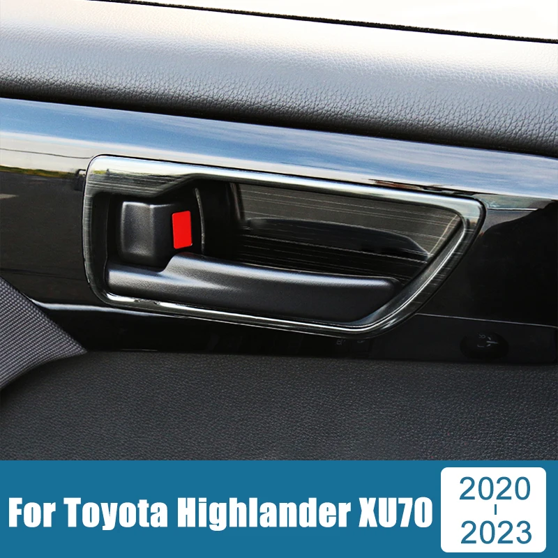 For Toyota Highlander XU70 Kluger 2020 2021 2022 2023 Hybrid Stainless Car Inner Door Handle Frame Door Bowl Cover Trim Stickers