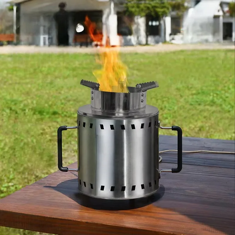 Portable Outdoor Camping Wood Stove Firewood Hot Air Garden Winter Camping Stove Heating Outside Gasheizung Home Furniture