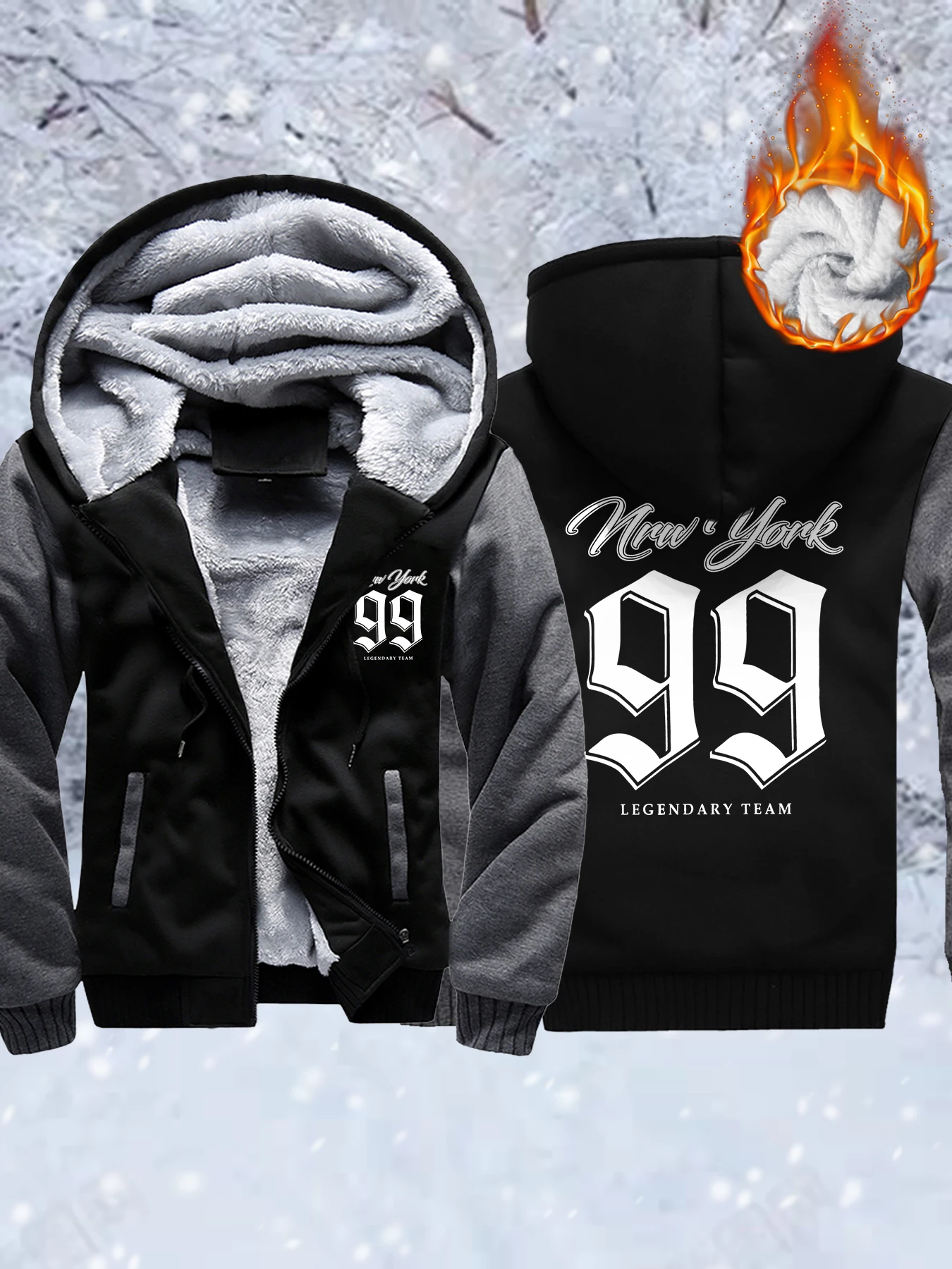New York Usa City Letter 99 Prints Thicken Jacket Mens Oversized Hip Hop Coats Zipper Fleece Coat Camouflage Winter Sportswear