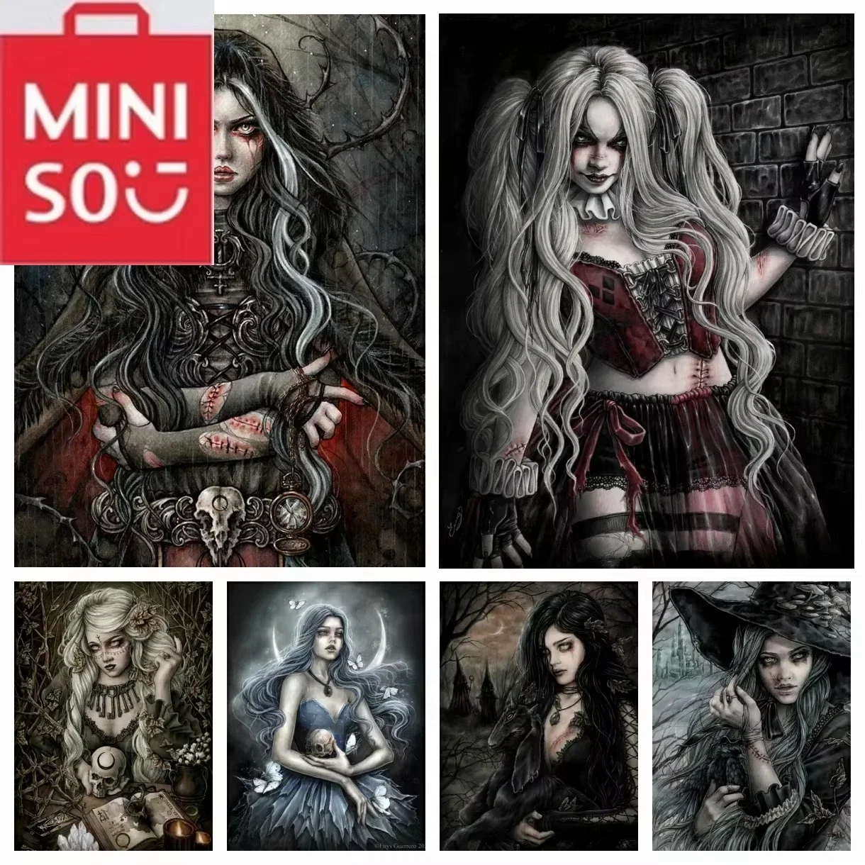 

MINISO картина маслом по номерам наборы вампирская ведьма готический темный арт номер рисунок холст DIY картины по номерам домашний декор