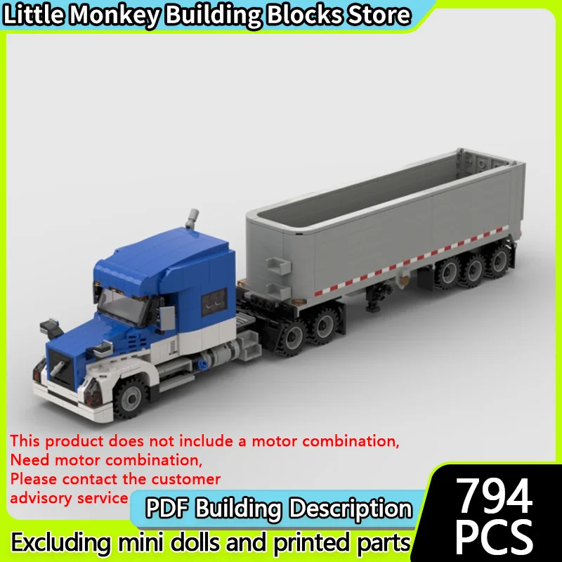 ตัวต่อรถบรรทุกเมือง รุ่น MOC แบบ VNL พร้อมตู้แช่แข็ง เทคโนโลยีโมดูลาร์ ของเล่นประกอบสำหรับเด็ก ของขวัญวันหยุด