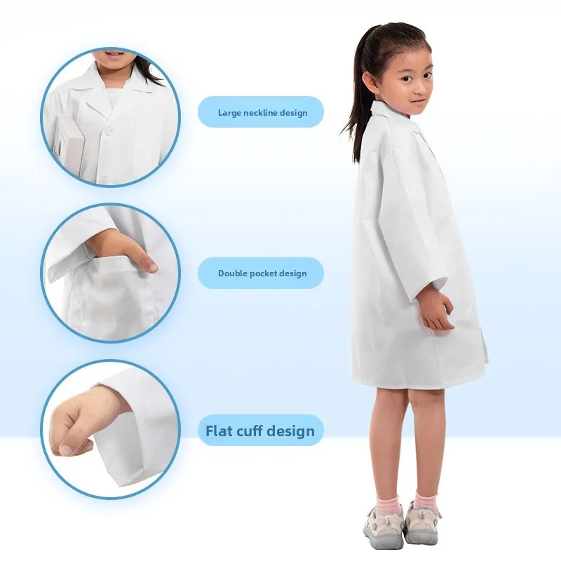 Bata de Laboratorio Blanca para Niños, Disfraz de Doctor para Juegos de Rol, Traje para Experimentos Científicos Preescolares