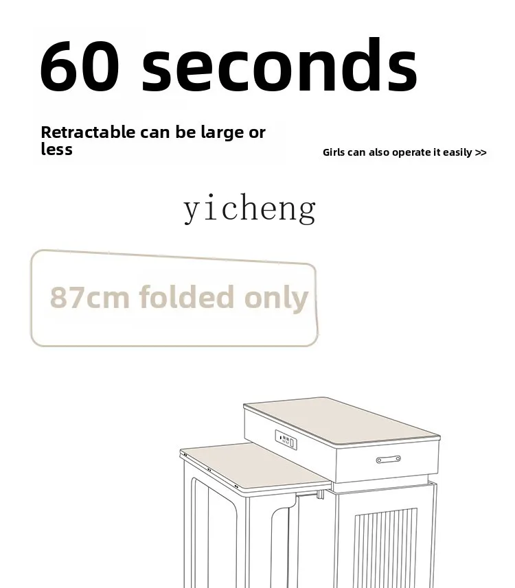 TQH folding dining table household island retractable integrated rock slab modern simple solid wood dining table