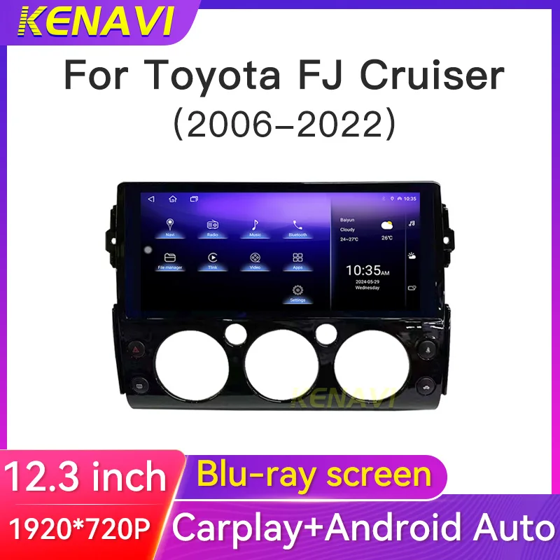 12.3 pulgadas 8+128G 2 Din Android13 Radio estéreo para automóvil para Toyota FJ Cruiser J15 2006-2022 Reproductor multimedia Navegación GPS Bluetooth Carplay Pantalla automática Blu-ray inteligente