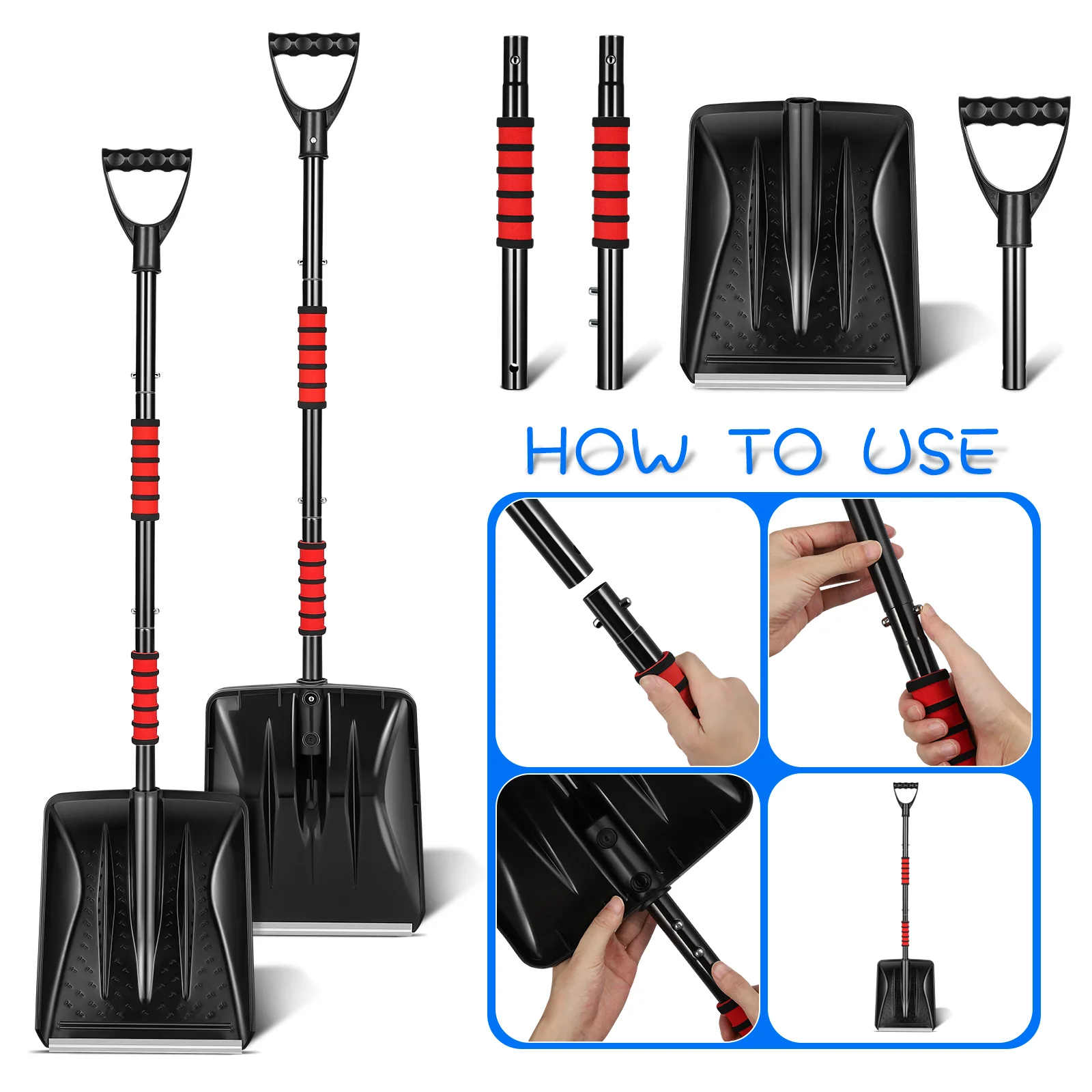 Effortless Snow Removal Detachable Removing Tool Ice Scraper Foldable Efficient