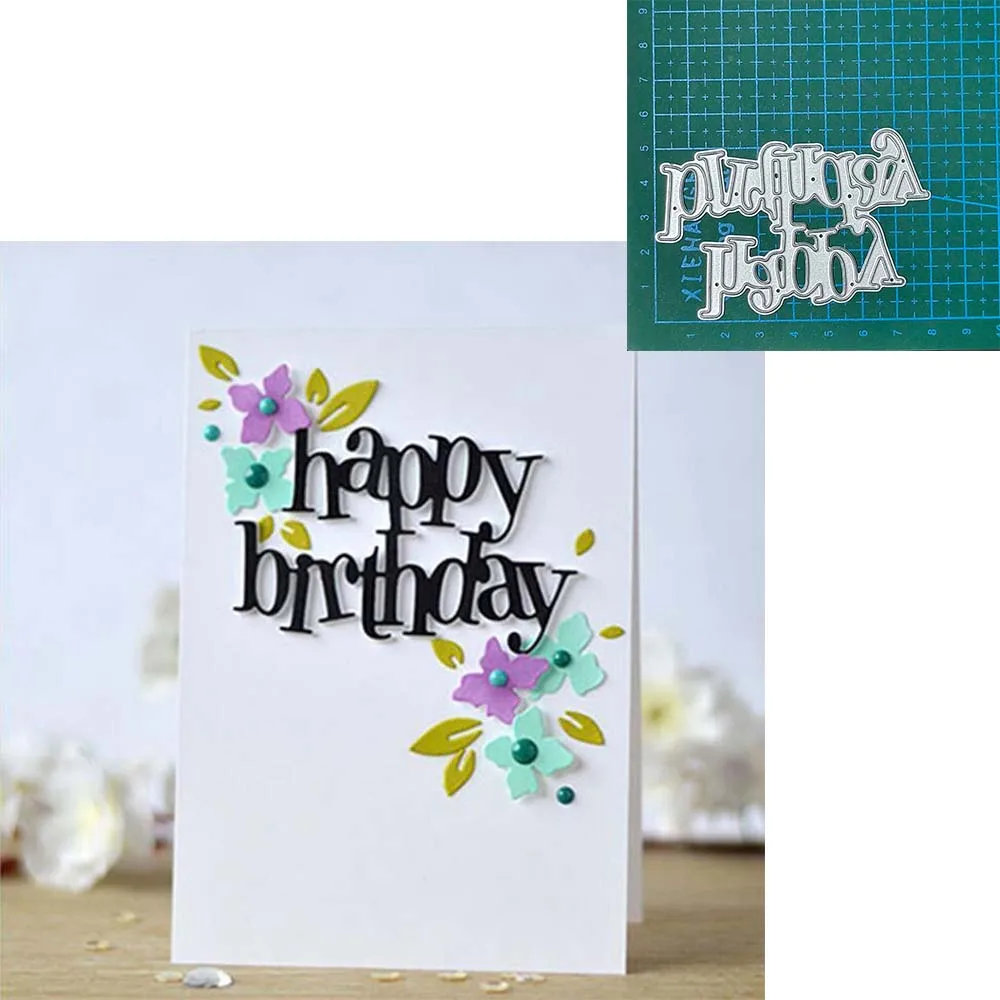 happy birthday etal cutting dies mold Scrapbooking decoration paper craft knife mould blade punch template Embossing stencils