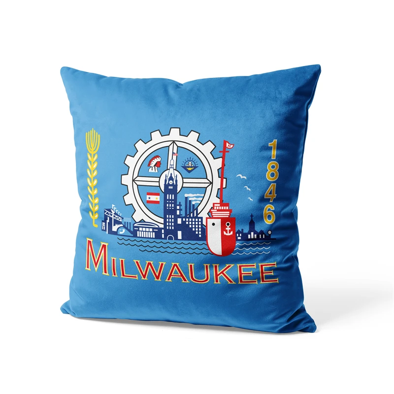 Aertemisi 18'' x 18'' Milwaukee Wisconsin Square Throw Pillow Cushion Covers Cases Pillowcases for Sofa 45cm x 45cm