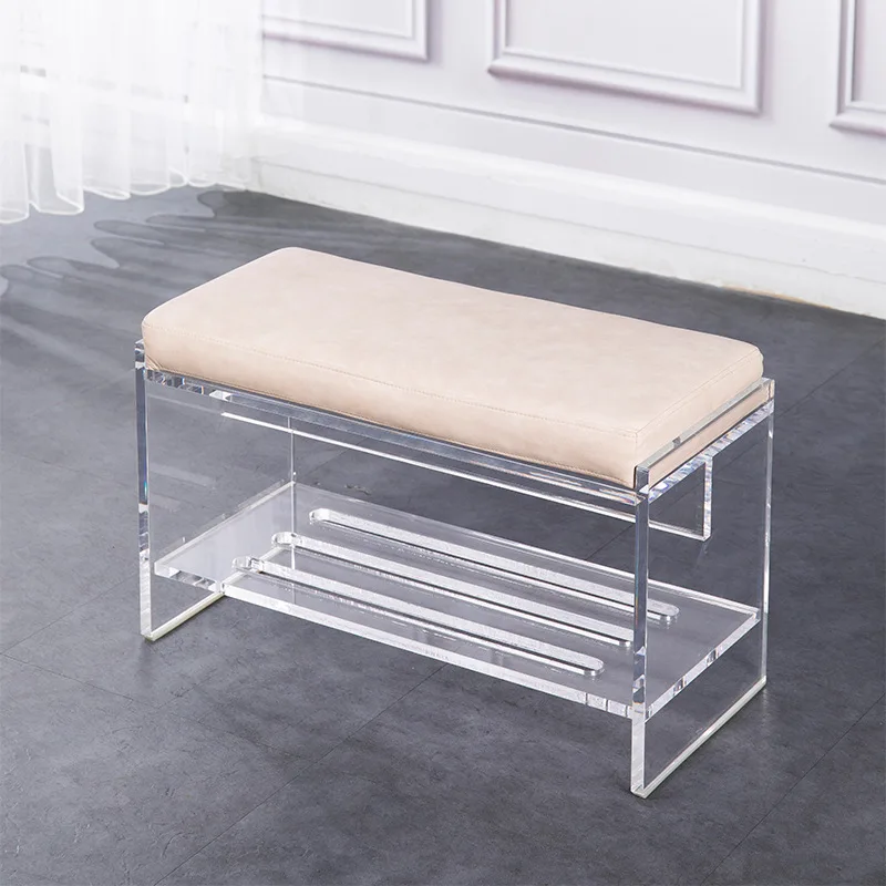 Bedroom dressing stool dining stool acrylic shoe changing stool light luxury home door can sit shoe rack bench