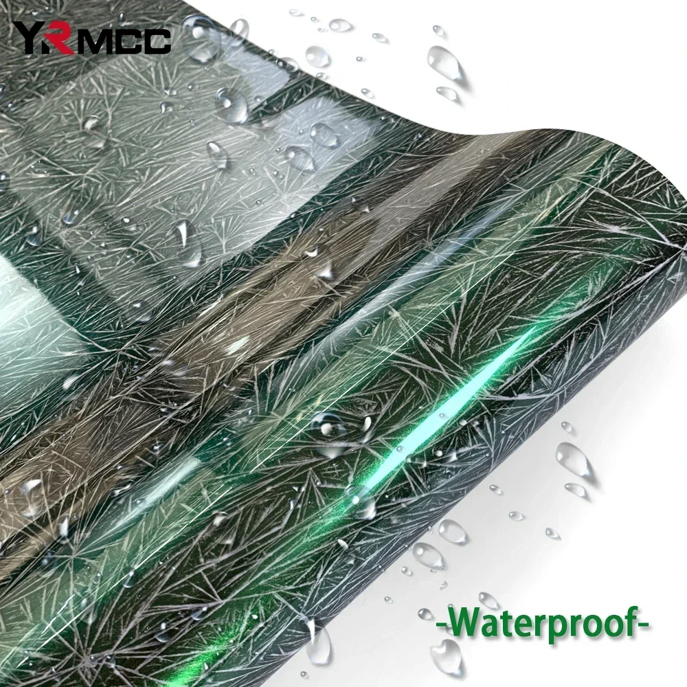 Car Stickers Ice Crack Green Color Change Film Vinyl Wrap Glossy Protector Wrapping Films Waterproof Sticker for Car Accessories