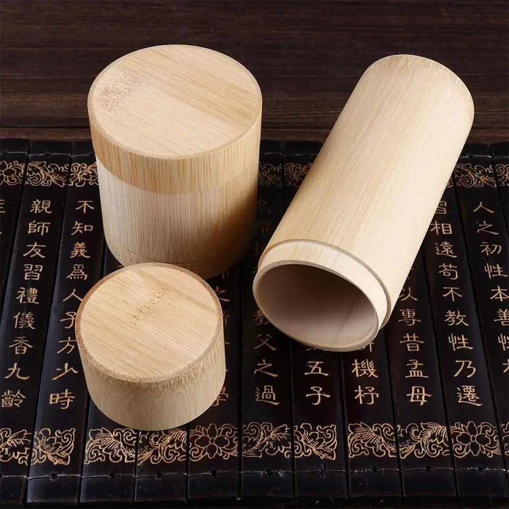 Portable Eco-friendly With Lid Handmade Bottle Bamboo Tea Canister Storage Box Container Organizer