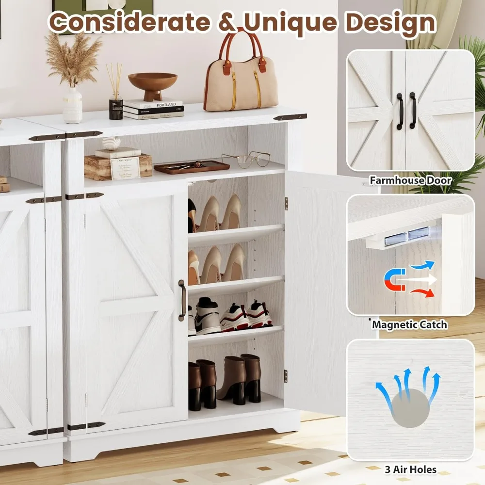 "مجموعة من خزائن أحذية مكونة من 6 طبقات - أبواب مع أرفف قابلة للتعديل وتركيب مضاد للطرف، للمدخل/الخزانة"