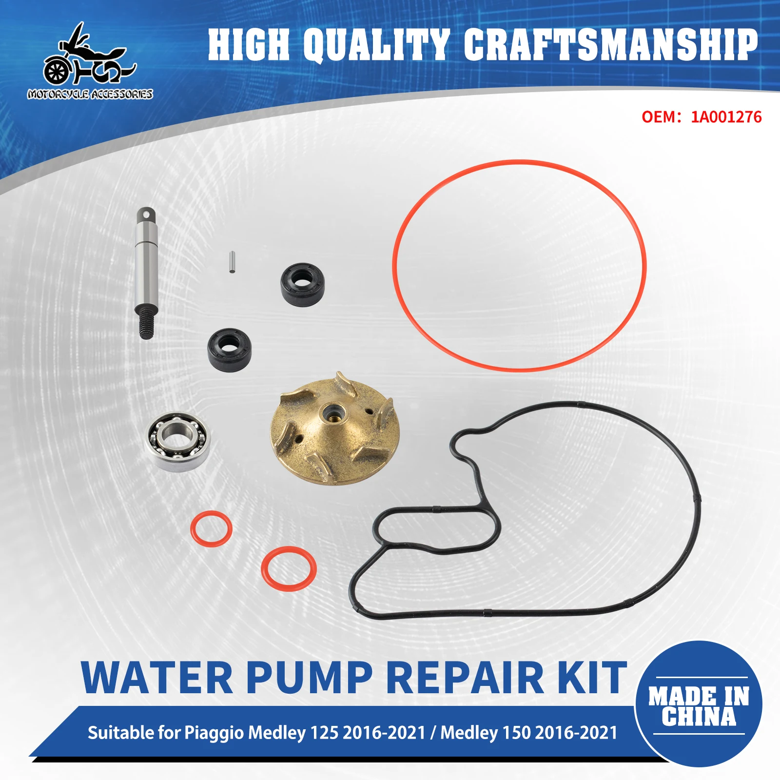 

SJ Motorcycle Accessories 1A001276 Water Pump Repair Kit For Piaggio Medley 125 150 2016 - 2021