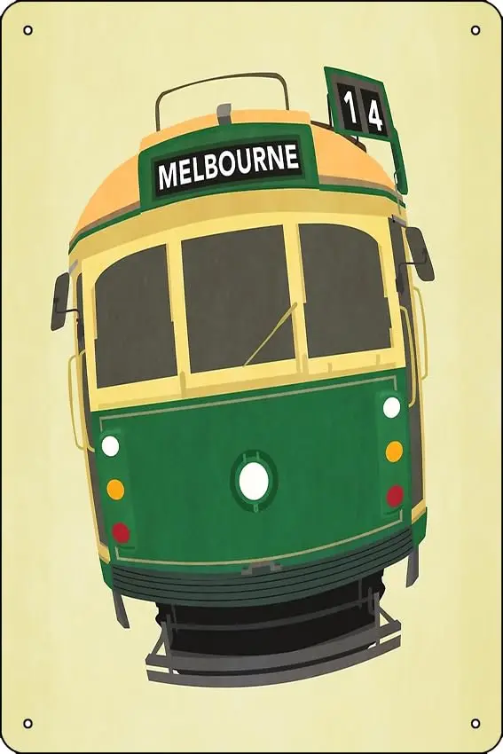 Melbourne Tram Poster Funny Metal Tin Sign for Home Kitchen Bar Room Garage Decor 