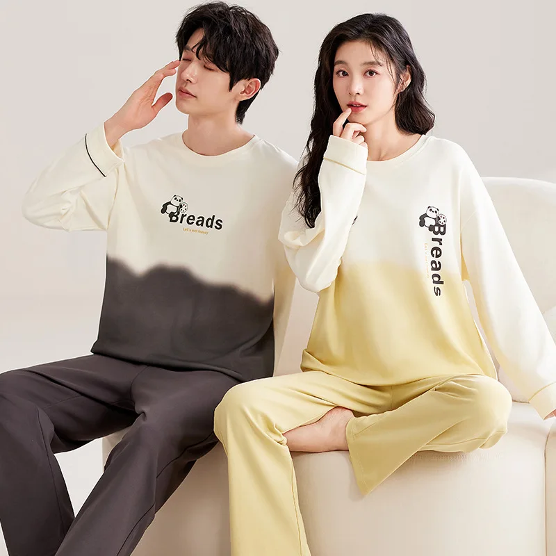 2025 New Couple Sleepwear Women's Spring Autumn Thin Long Sleeve Men's Home Clothes Thin Cartoon Set Home Comfortable Pajamas