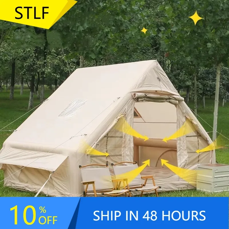 

2025 Large Outdoor Family Tent For Camping Waterproof Oxford Canvas Glamping Inflatable Feature Inflatable Tent Camping