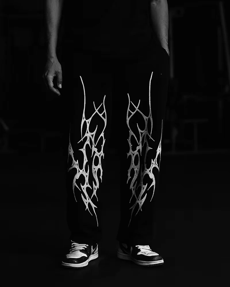 

Black Jeans Men Street Fashion Brand Harajuku Casual Straight Wide-leg Pants Women Retro Dark Style Striped Fashionable Loose