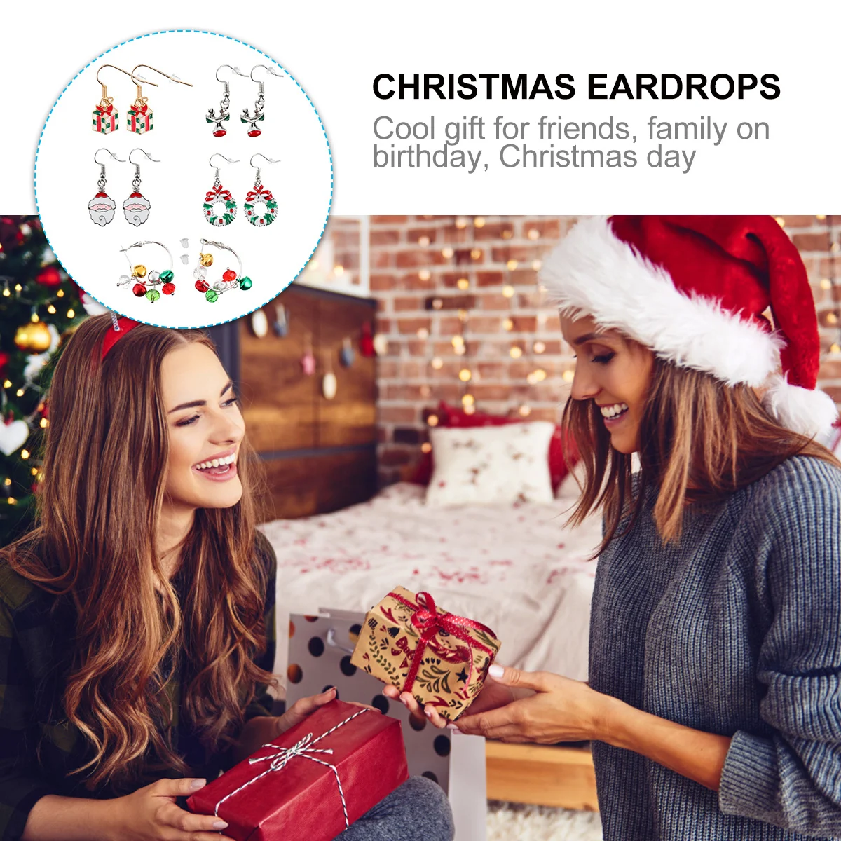 

5Pairs Hypoallergenic Christmas Eardrops Cute Cartoon Design Festive Women Jewelry Dangler Earrings for Party Travel Beach