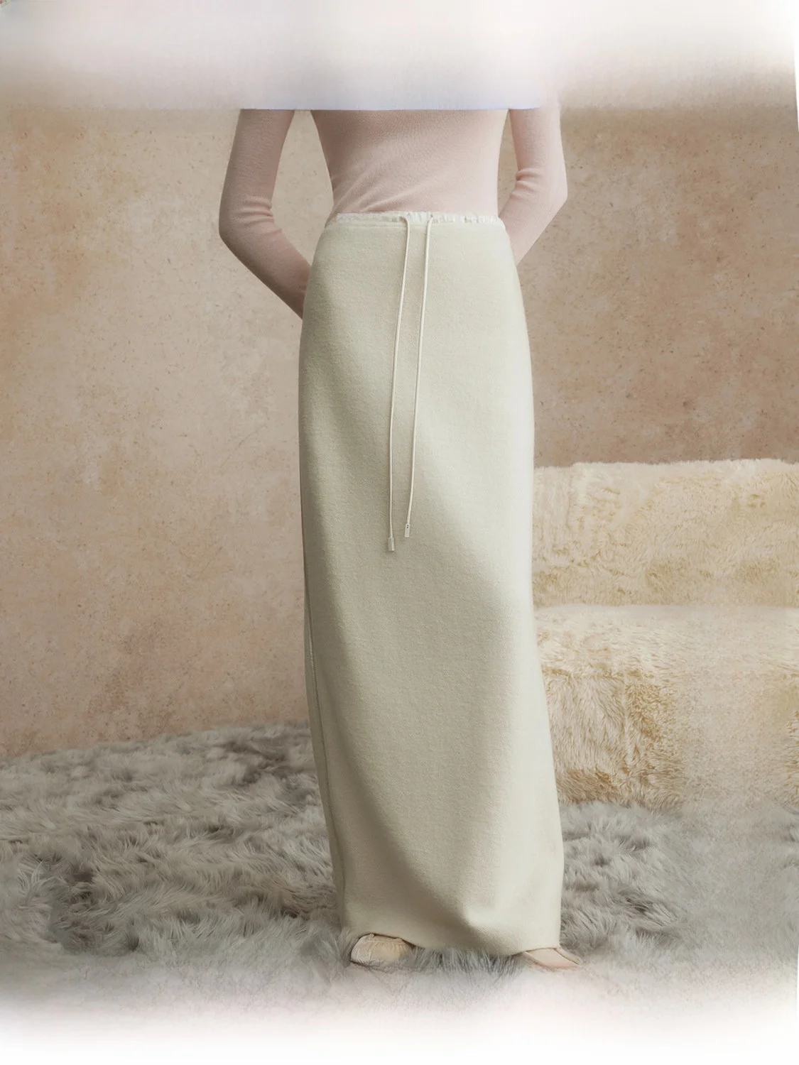 

Юбка-миди ZhiZhi Ele с высокой талией, асимметричным подолом, из смесовой шерсти и лиоцелла, для женщин, зимняя мода