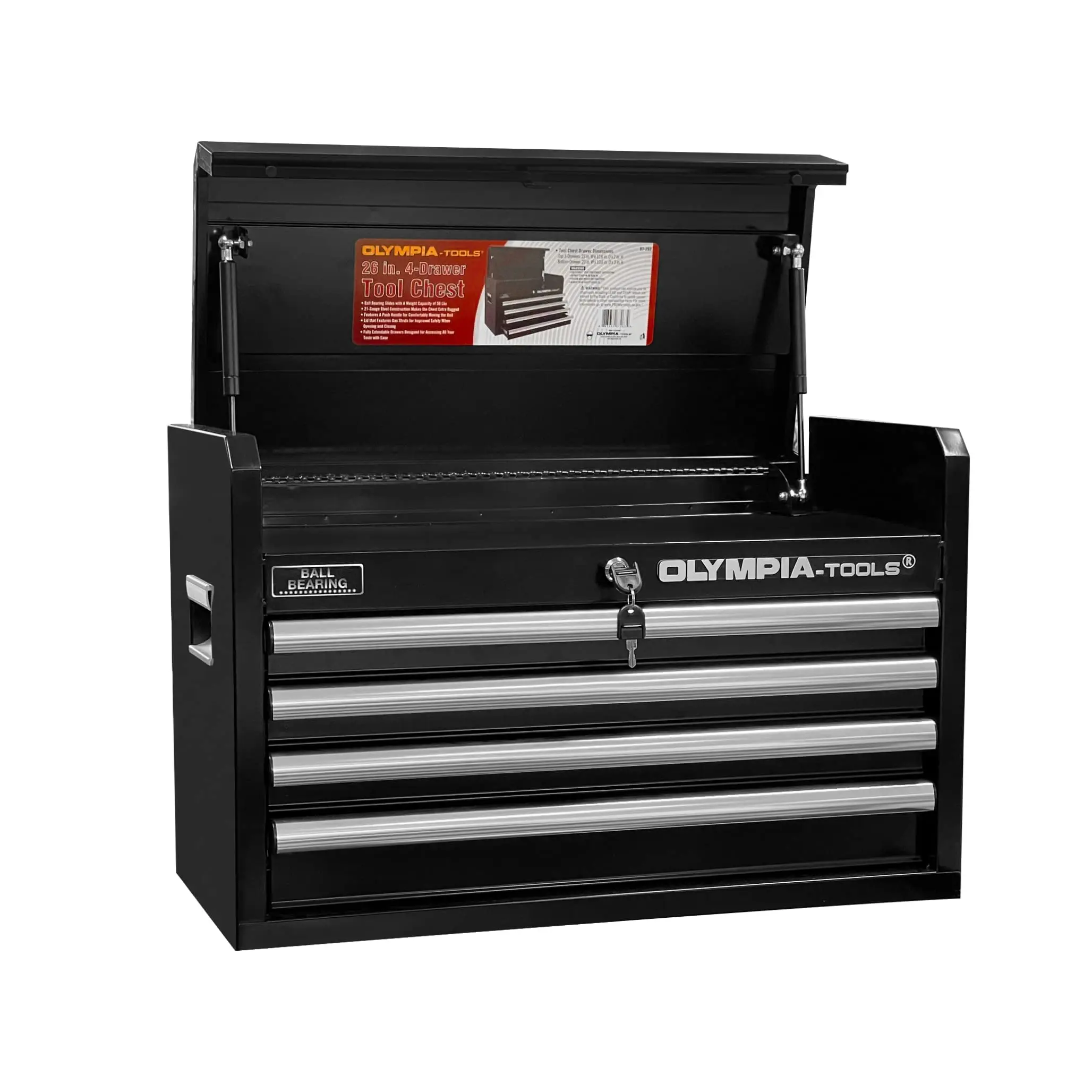 26-Inch 4-Der Portable Tool Chest Organizer Box, Black