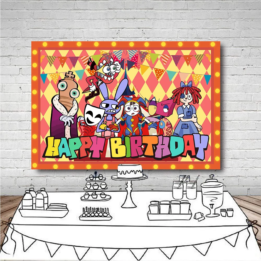 Fondo de circo Digital para niños, decoración de fiesta temática de cumpleaños, pancarta de fondo de dibujos animados, Fondo de fotografía rojo